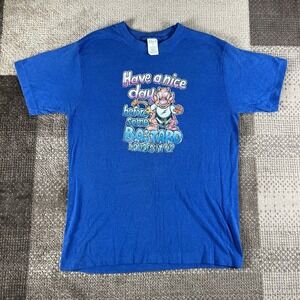 VTG 80s T Shirt Adult Large Single Stitch Glitter Iron On Have A Nice Day‎ Blue